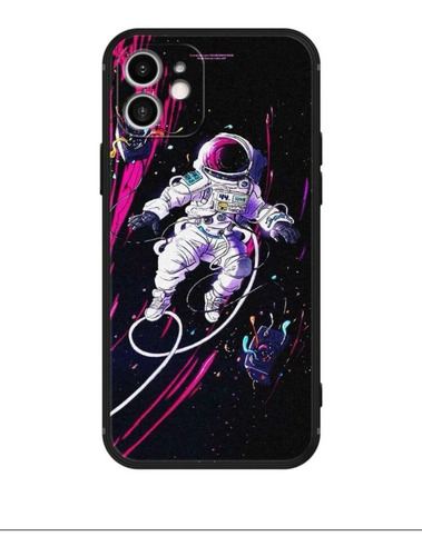Funda Para iPhone, Diseño De Astronauta Tonos Morados.