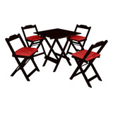 Mesa De Bar Em Madeira Maciça Com 4 Cadeiras Quadrada 70x70