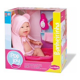 Boneca Infantil Menina New Pop Joy Hora Do Banho Acessórios