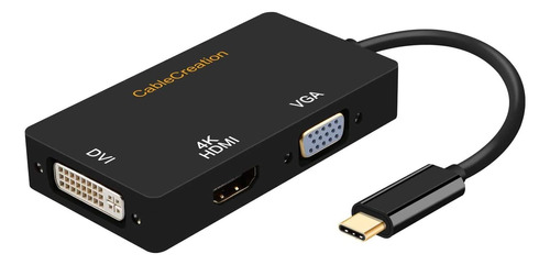 Adaptador Usb C A Vga Hdmi Dvi, Cablecreation 3 En 1