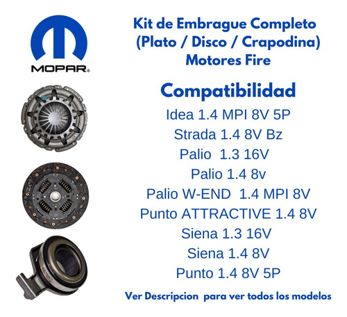 Kit Embrague Fiat Idea Palio Siena Strada Uno Fire 1.3 1.4 Foto 5