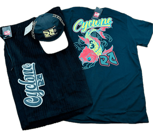 Bermuda De Veludo Cyclone Quebrada + Camiseta E Boné Mod 28