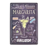 Aviso Metálico Con Relieve Margarita Para Bar