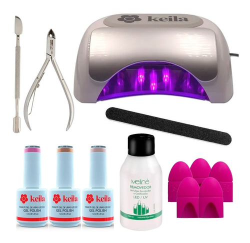 Kit De Uñas Gel Esmalte Semipermanente Cabina Uv Led 48w