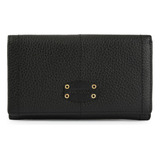 Billetera Cierre Exterior Mediana New Eyelet Negro