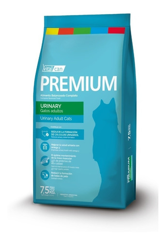 Alimento Vitalcan Premium Urinary Para Gato Adulto Sabor Mix En Bolsa De 7.5 kg