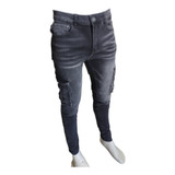 Pantalon Jeans Cargo Elasticado De Hombre