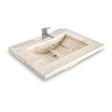 Bacha Marmol Travertino Artesanal Embutir  Baño 50cm