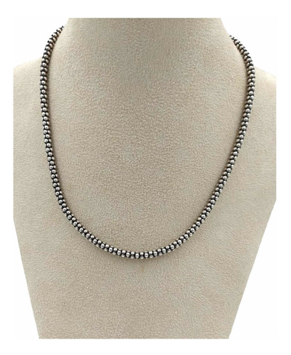 Choker Corrente Bali Pipoca Grossa 40cm Prata 925  (l12)