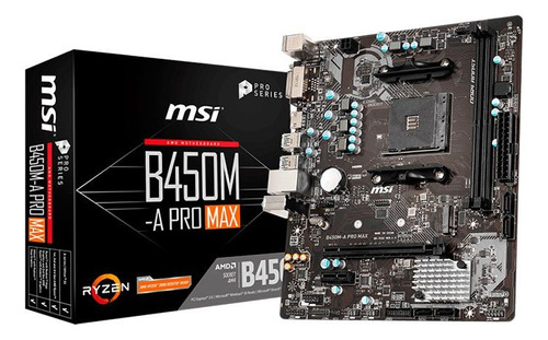 Placa Mae Msi B450m-a Pro Max, Ddr4, Socket Am4, M-atx