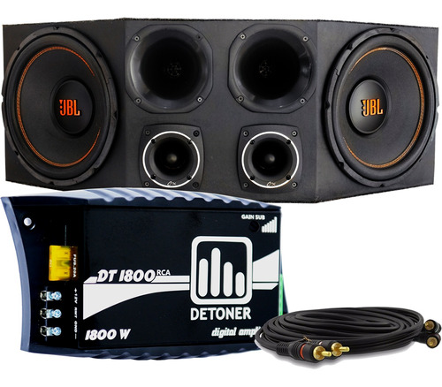 Caixa Trio Dupla Jbl Completa 12 Pol + Amplificador Digital