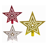 Ponteiras Árvore Glitter Estrela - Kit 3 - 9,5cm