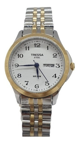 Reloj Tressa Dama Citi Malla Combinada Fondo Blanco Wr 50m