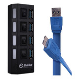 Adaptador Cabo Usb Extensor Hub Switch De 4 Portas 3.0 2.0 