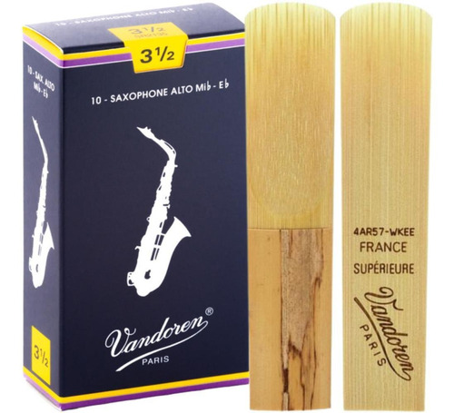 10 Palheta Sax Alto Vandoren Tradicional N° 3,5 Profissional