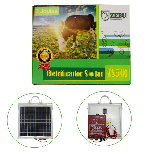 Aparelho Choque Cerca Elétrica Rural Solar 50km 1.3 Joules