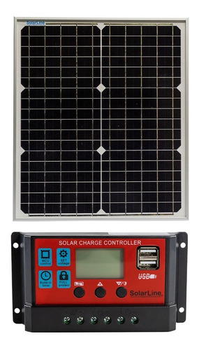 Panel Solar 20wp Cargador Batería 12v Y Regulador De Carga