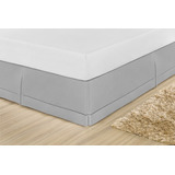 Saia Cama Box Casal Queen 180 Fios Ponto Palito Luxo - Cinza