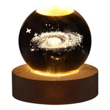 Luces Nocturnas Magic Crystal Ball Planet Con Base De Madera