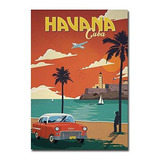 La Habana Cuba Travel Vintage Art Imán Para Nevera, Tamaño 2