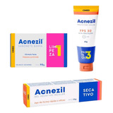 Kit Acnezil Sabonete Facial + Gel Secativo + Protetor Solar