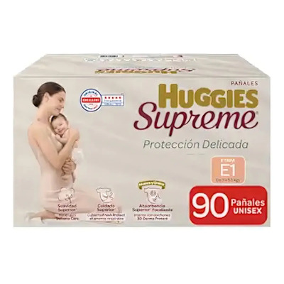 Huggies Supreme Pañales Etapa 1 Unisex Con 90 Piezas Género Sin género Talla Pequeño (P) | Envío gratis