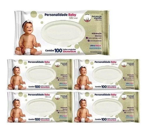 Lenço Umedecido Personalidade Baby Care 5 Pacotes C/100 Un