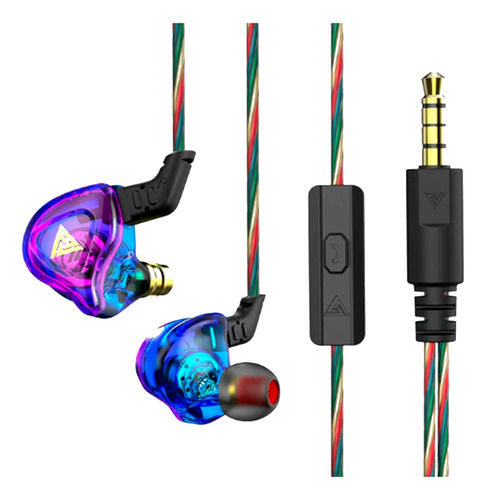 Audifonos Qk6 In-ear Gamer Violeta Con Micro + Estuche 