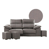 Sillón Sofa De Living 3 Cuerpos Moderno Tela Pana - Paris 3 Diseño De La Tela Elementos