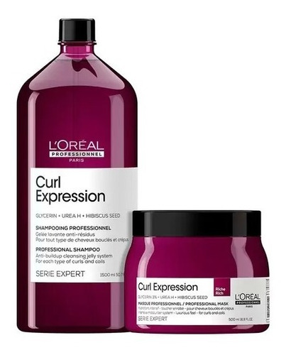 L'oréal Curl Expression Shampoo 1500ml + Máscara Riche 500g