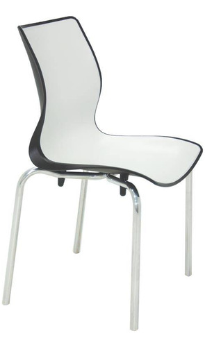 Cadeira Plastica Maja Bi-color Preta E Branca Com Pernas 