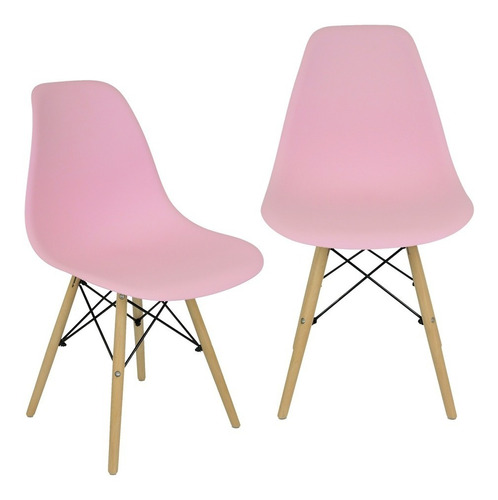 Kit 2 Cadeiras Charles Eames Eiffel Wood Design Varias Cores