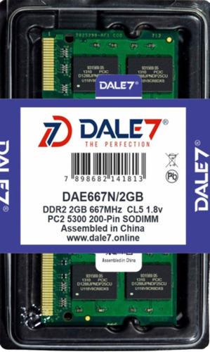 Memória Dale7 Ddr2 2gb  667mhz Notebook 16 Chips  Kit 100