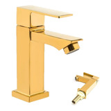 Torneira De Banheiro Lavabo Luxo Metal Moderna Dourada 