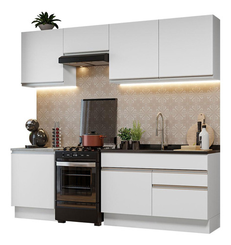 Mueble De Cocina Integral 240cm Glamy Madesa 08 Blanco