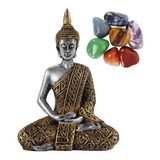 Buda Sidarta Hindu Tibetano Tailandês Resina Ouro C/ Prata