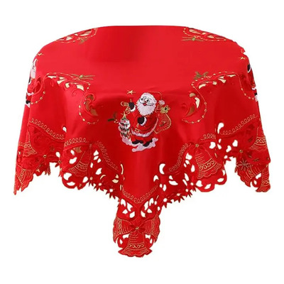Navidad Mantel Bordado Navideño, Forro De Mesa Redondo