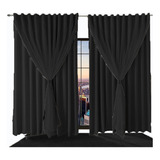 Cortina Blecaute De 7x2,40 Para Sala Blackout Preto