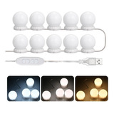 10 Focos Led Para Espejo Decorativas Usb 3 Tonos De Color