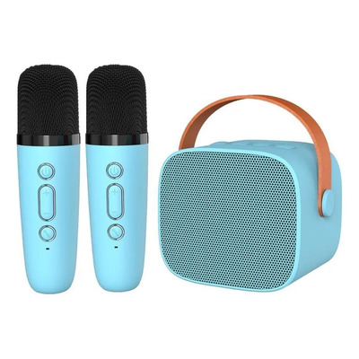 Altavoz Bluetooth Portátil Con 2 Micrófonos Para Karaoke Color Azul