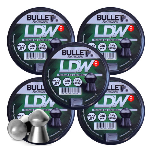 Chumbinho 4.5 Bullet Alta Precisão Ldw (kit 5cx - 1250unid)
