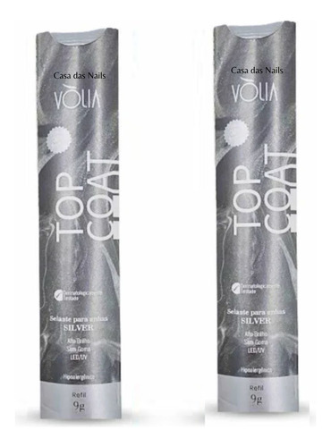 2 Top Coat Volia Sache Cover 9g Refil Silver Selante