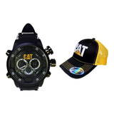 Combo Reloj De Pulsera Análogo/digital Uso Rudo Cat + Gorra Color De La Correa Negro Color Del Bisel Negro Color Del Fondo Negro