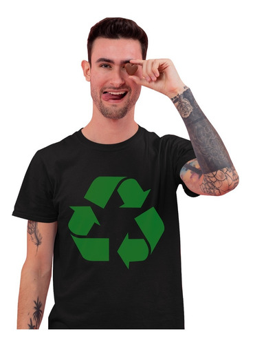 Camisetas Negras De Reciclaje Protege El Planeta Modernas 