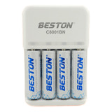 Cargador Pilas Baterias Recargable Beston Aa X 4 2700 Mah 