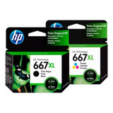 Combo Cartuchos Hp 667 Xl Originales Negro+tricolor ¡oferta!