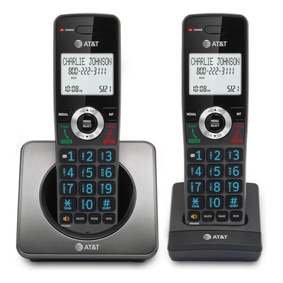 2 Telefonos Inalambricos At&t Gl2101-2 Bloqueo Y Color Negro