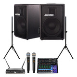 Kit Ativa Passiva 10'' Pedestal Mesa 8 Canais Bt Microfones