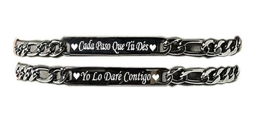 Pulseras De Acero Personalizadas 2 Unidades Ideal Parejas