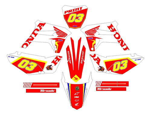 Kit Adesivos Gráficos Tornado Xr250 Biker Ride Original Red